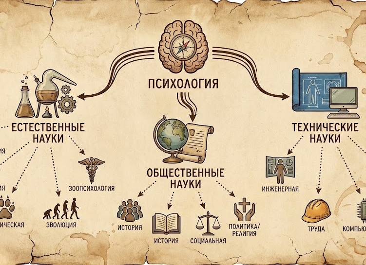 Психология в системе наук: От древних философов до дизайна смартфона.